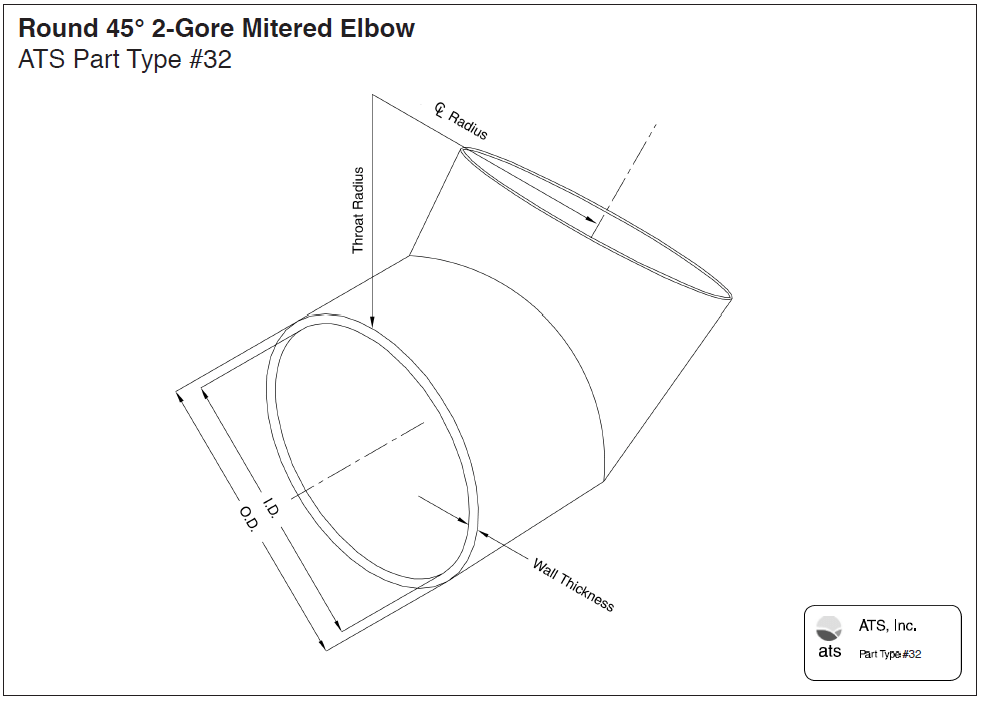 Round 45° 2 Gore Mitered Elbow Round 45° 2 Gore Mitered Elbow