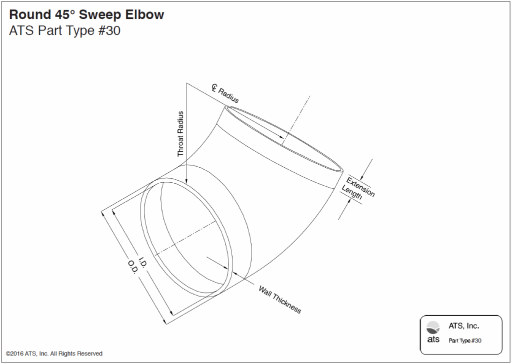 Round 45° Sweep Elbow Round 45° Sweep Elbow
