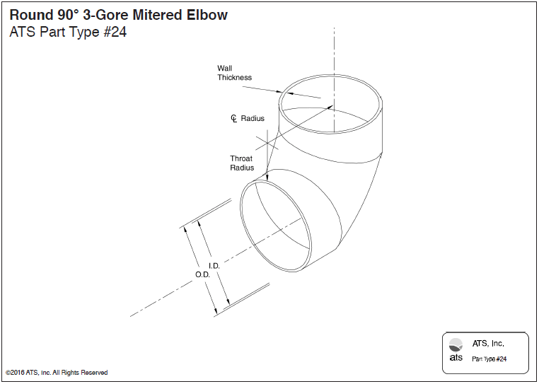 Round 90° 3-Gore Mitered Elbow Round 90° 3 Gore Mitered Elbow
