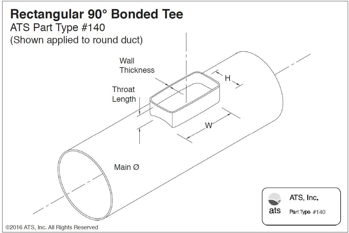 Rectangular 90° Bonded Tee Rectangular 90° Bonded Tee