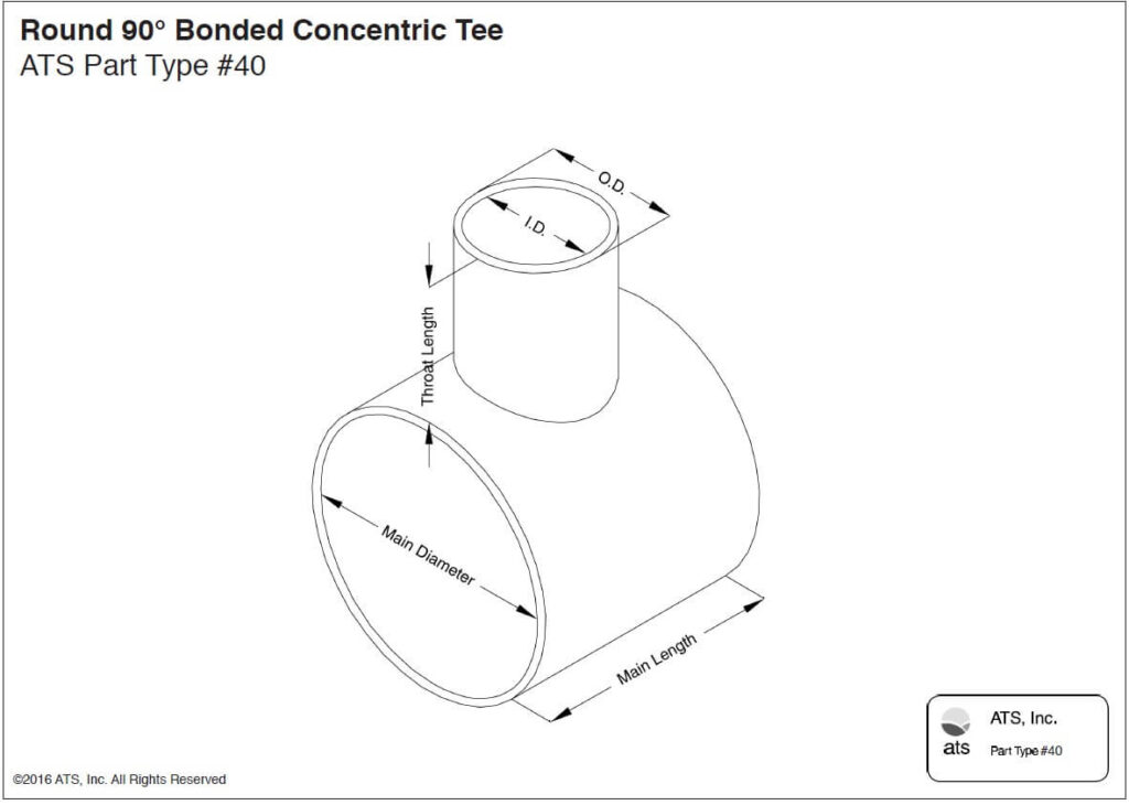 Round 90° Bonded Concentric Tee