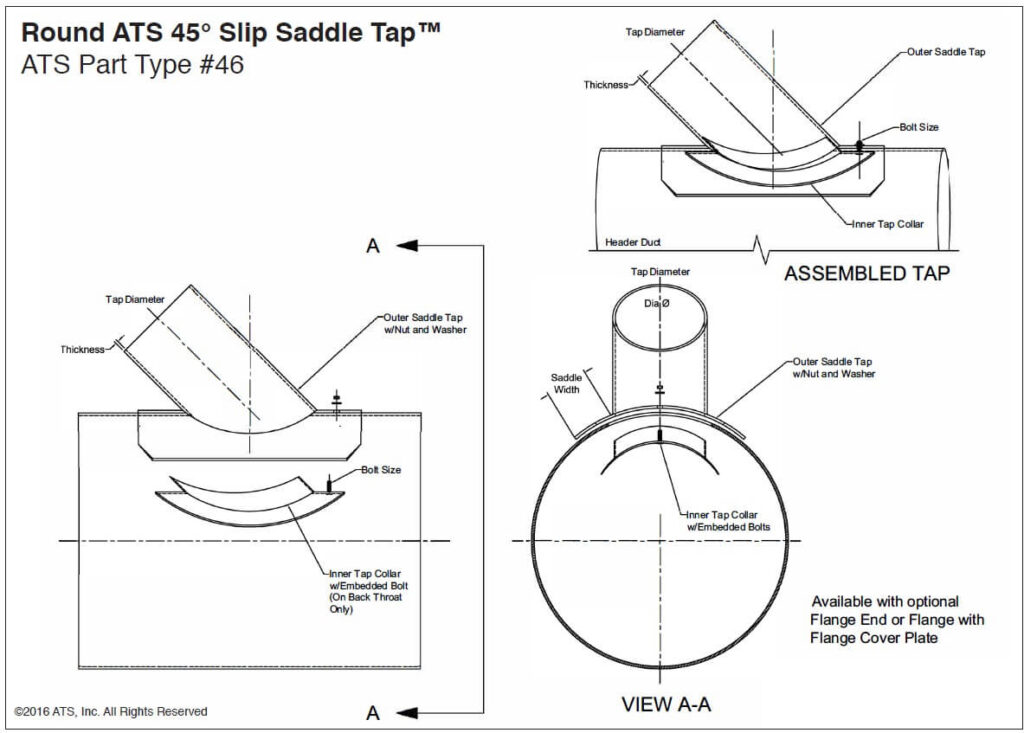 Round ATS 45° Slip Saddle Tap™
